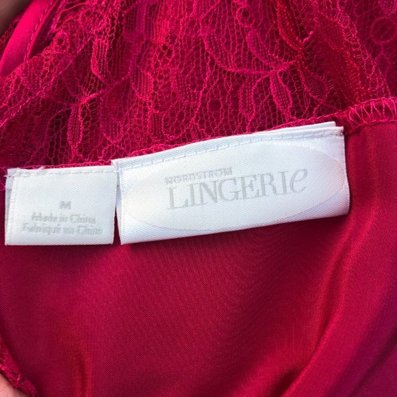 NWOT New 100% Silk Pink Red Lace Criss Cross Chemise Negligee Full Slip Dress M - Picture 16 of 17